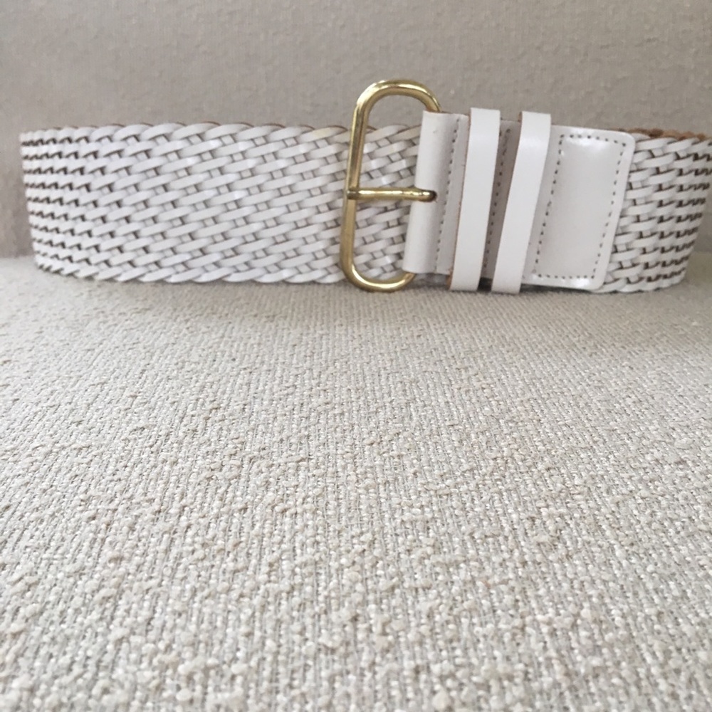 Banana Republic off white leather woven belt